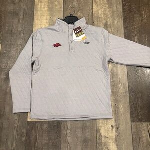 Arkansas Drake Large Quilted 1/4 Snap Sweatshirt Gray (New with Tags)